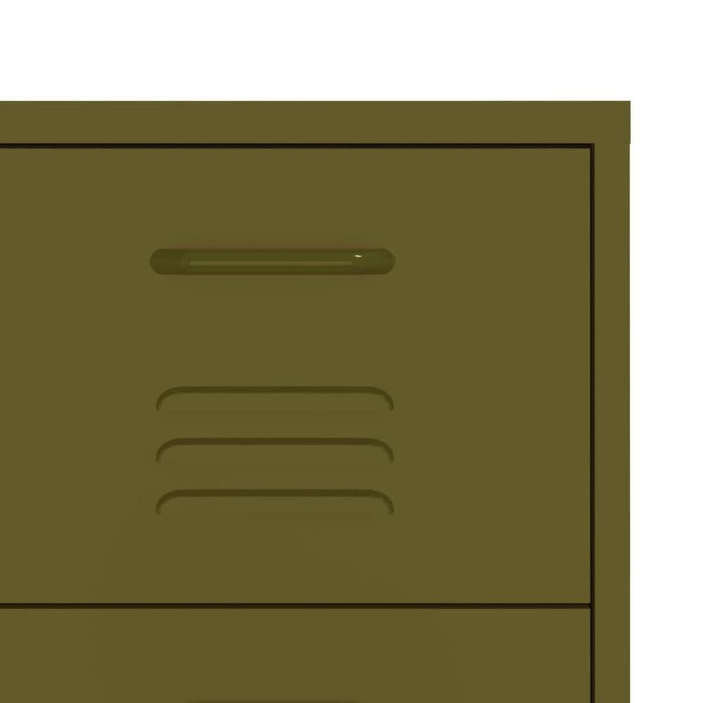 vidaXL Drawer Cabinet Olive Green 31.5"x13.8"x40" Steel. Picture 7