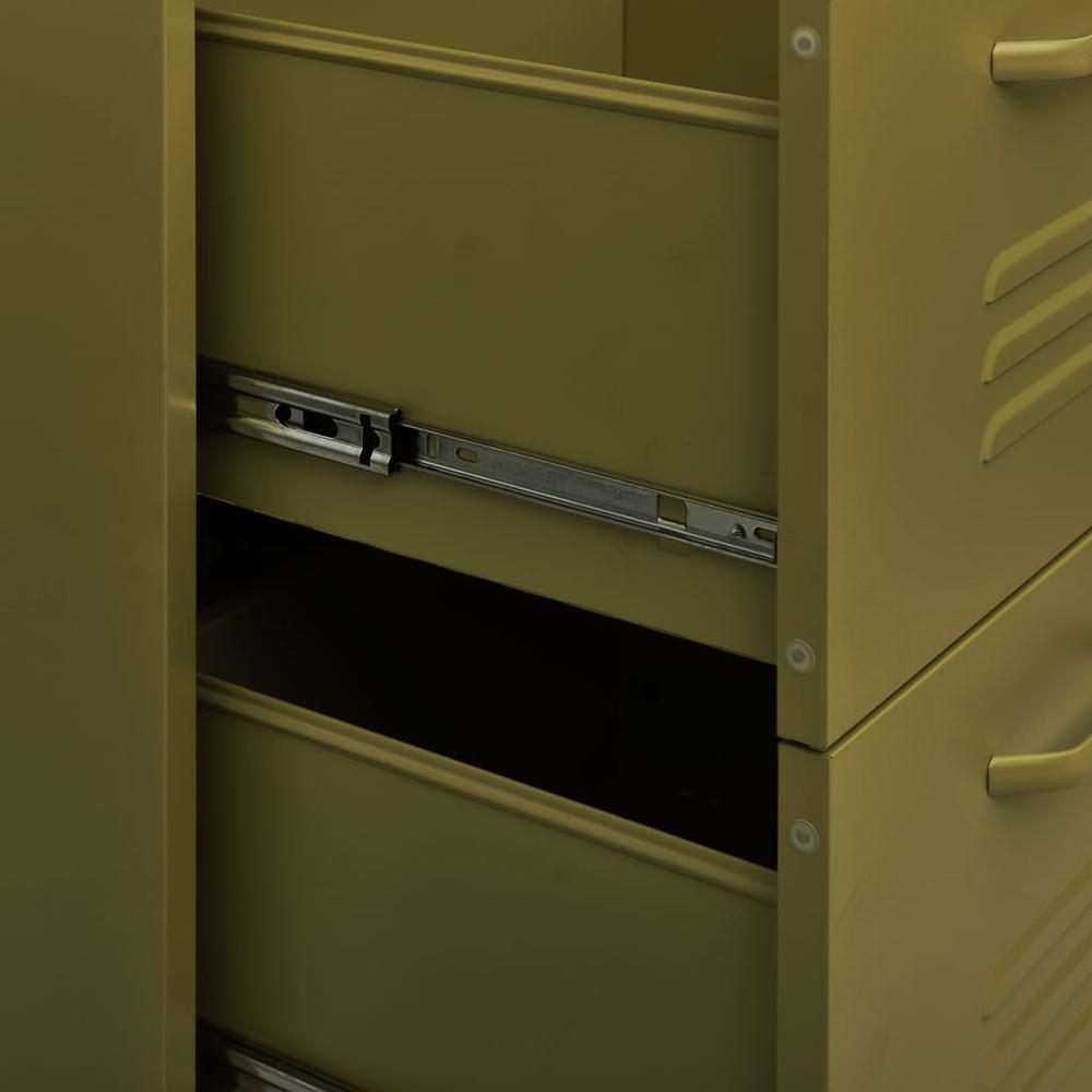 vidaXL Drawer Cabinet Olive Green 31.5"x13.8"x40" Steel. Picture 8
