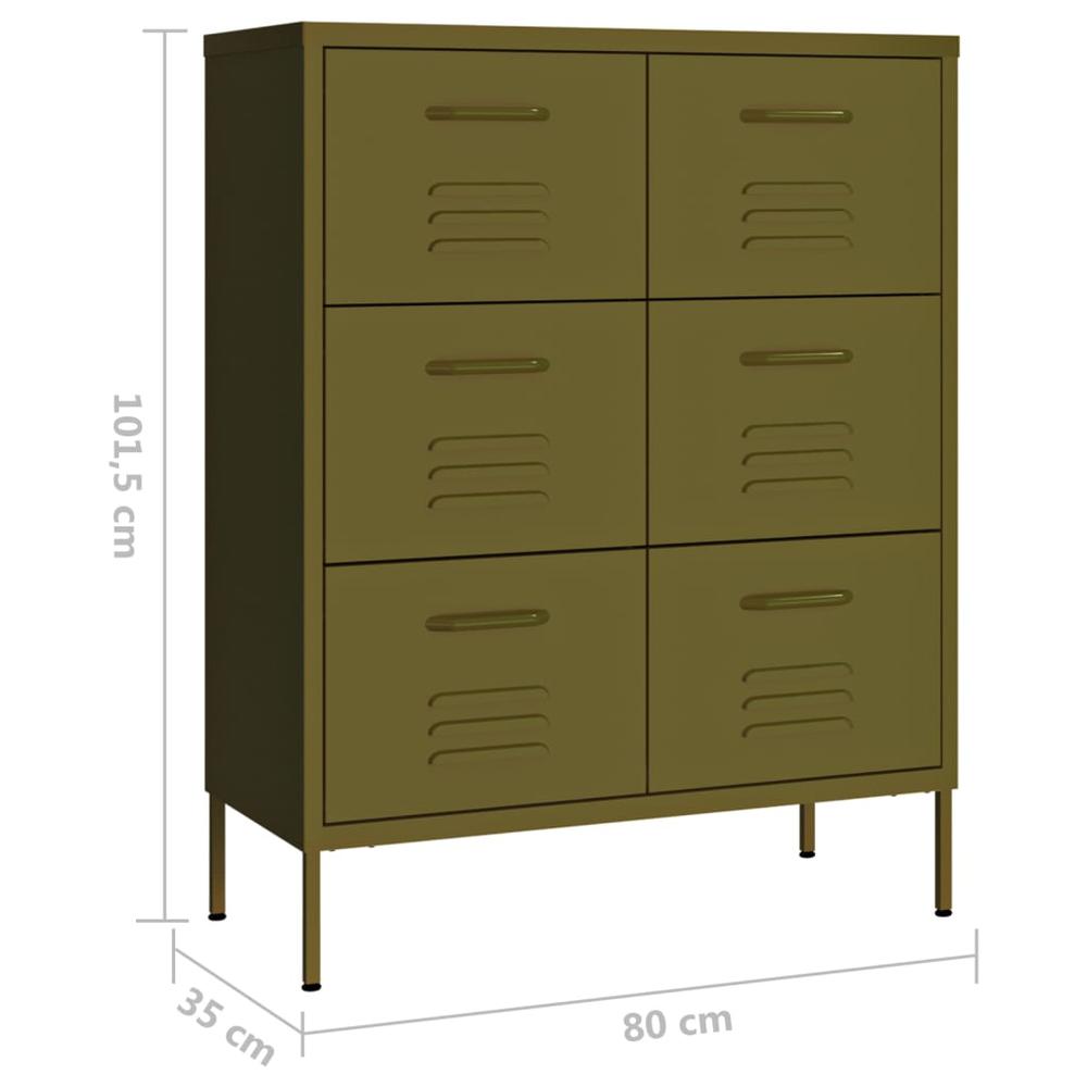 vidaXL Drawer Cabinet Olive Green 31.5"x13.8"x40" Steel. Picture 9