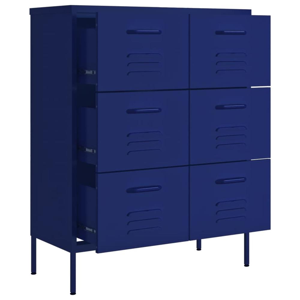 vidaXL Drawer Cabinet Navy Blue 31.5"x13.8"x40" Steel. Picture 6
