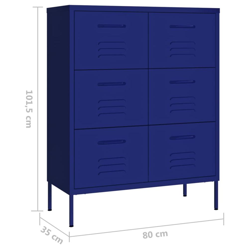vidaXL Drawer Cabinet Navy Blue 31.5"x13.8"x40" Steel. Picture 9