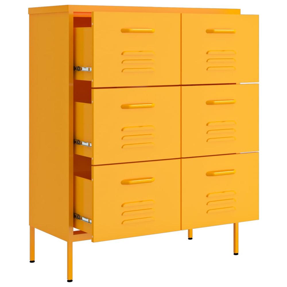 vidaXL Drawer Cabinet Mustard Yellow 31.5"x13.8"x40" Steel. Picture 6