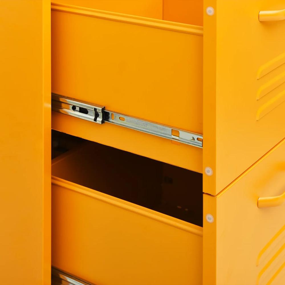 vidaXL Drawer Cabinet Mustard Yellow 31.5"x13.8"x40" Steel. Picture 8