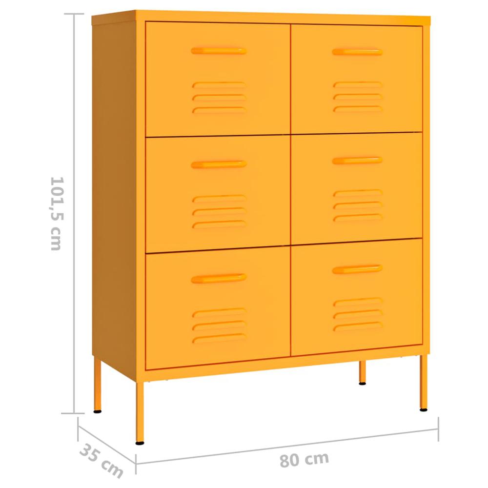 vidaXL Drawer Cabinet Mustard Yellow 31.5"x13.8"x40" Steel. Picture 9