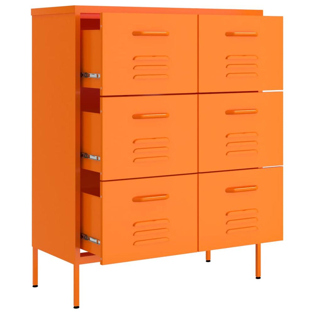 vidaXL Drawer Cabinet Orange 31.5"x13.8"x40" Steel. Picture 6