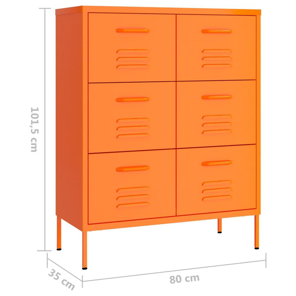 vidaXL Drawer Cabinet Orange 31.5"x13.8"x40" Steel. Picture 9