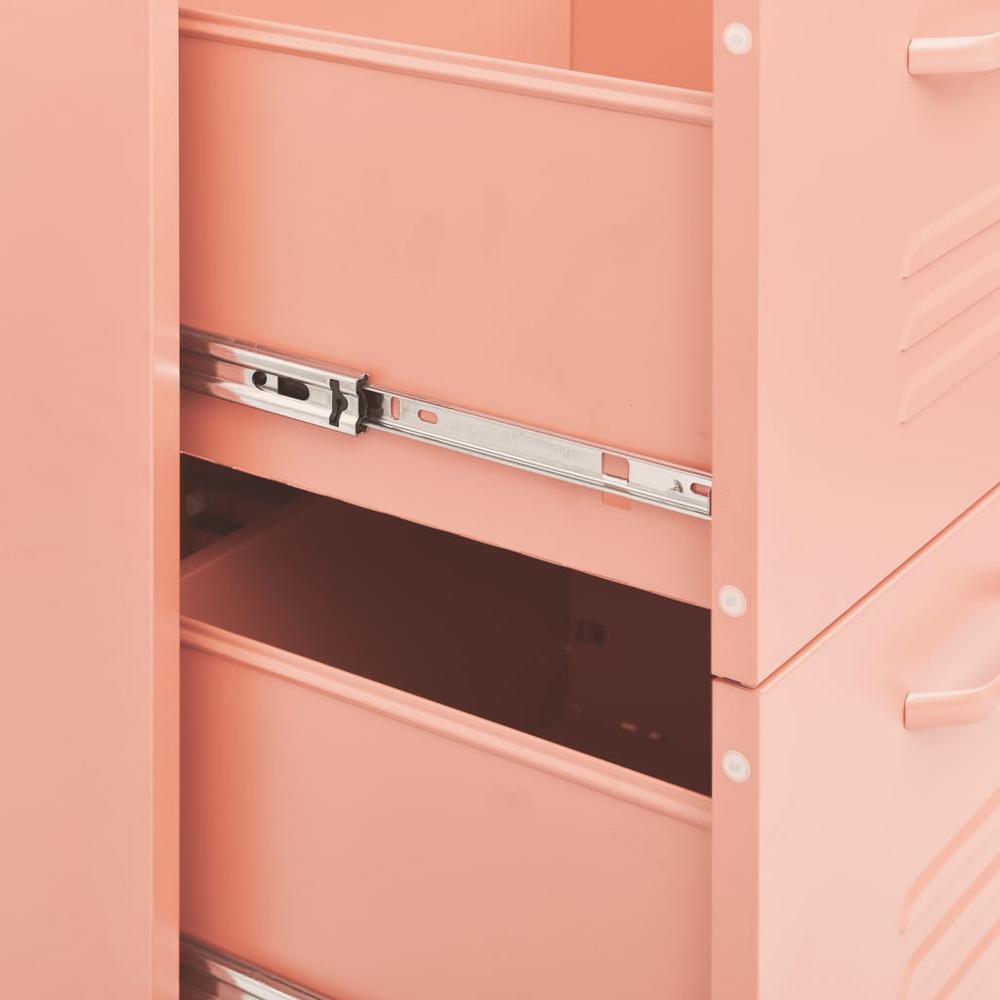 vidaXL Drawer Cabinet Pink 31.5"x13.8"x40" Steel. Picture 8