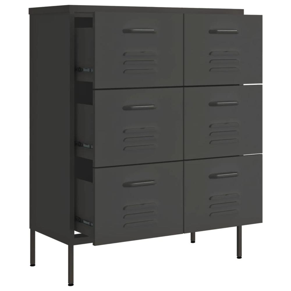 vidaXL Drawer Cabinet Anthracite 31.5"x13.8"x40" Steel. Picture 6