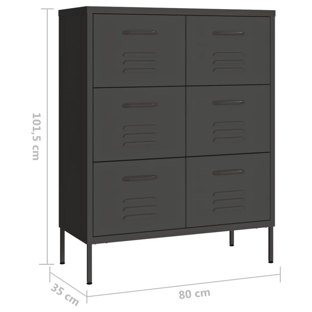 vidaXL Drawer Cabinet Anthracite 31.5"x13.8"x40" Steel. Picture 9