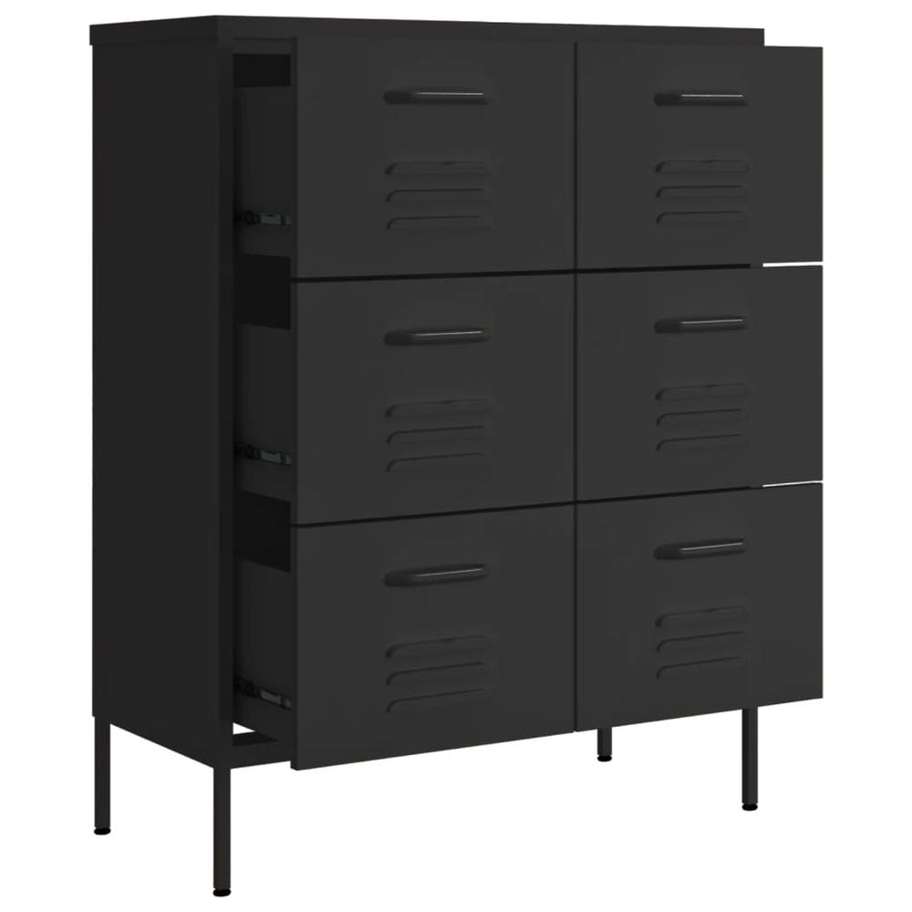 vidaXL Drawer Cabinet Black 31.5"x13.8"x40" Steel. Picture 6
