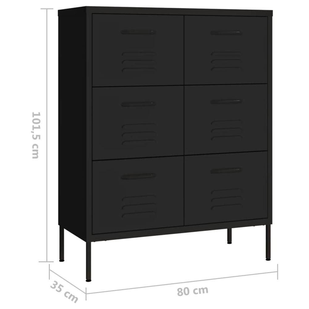 vidaXL Drawer Cabinet Black 31.5"x13.8"x40" Steel. Picture 9