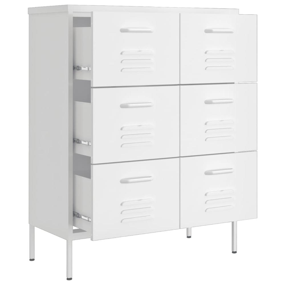 vidaXL Drawer Cabinet White 31.5"x13.8"x40" Steel. Picture 6
