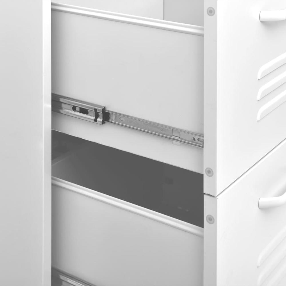 vidaXL Drawer Cabinet White 31.5"x13.8"x40" Steel. Picture 8