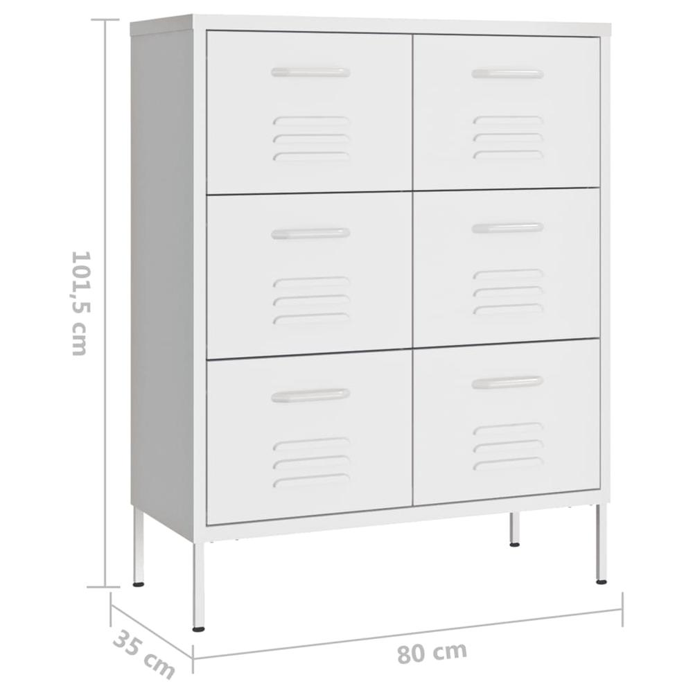vidaXL Drawer Cabinet White 31.5"x13.8"x40" Steel. Picture 9