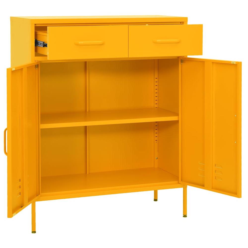 vidaXL Storage Cabinet Mustard Yellow 31.5"x13.8"x40" Steel, 336155. Picture 5