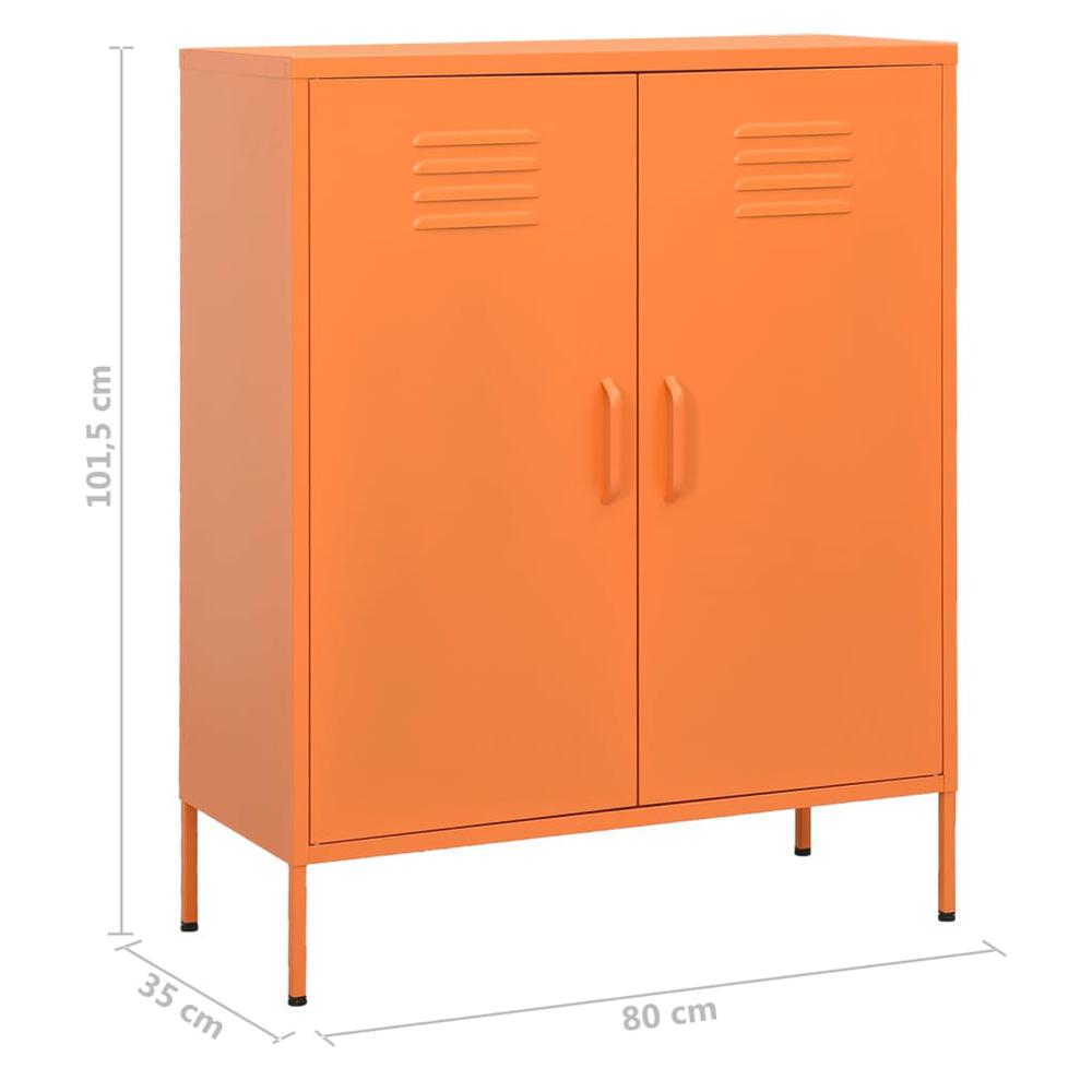vidaXL Storage Cabinet Orange 31.5"x13.8"x40" Steel, 336165. Picture 9