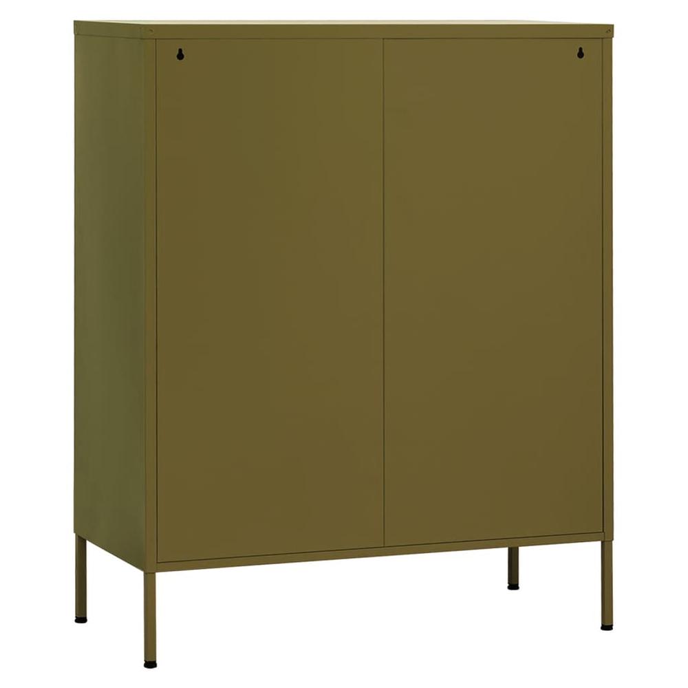 vidaXL Storage Cabinet Olive Green 31.5"x13.8"x40" Steel. Picture 6