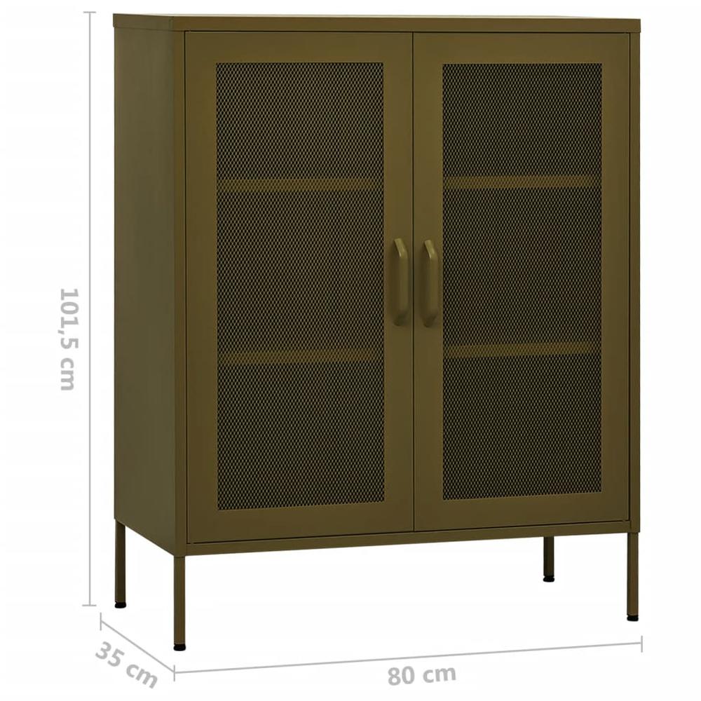 vidaXL Storage Cabinet Olive Green 31.5"x13.8"x40" Steel. Picture 9