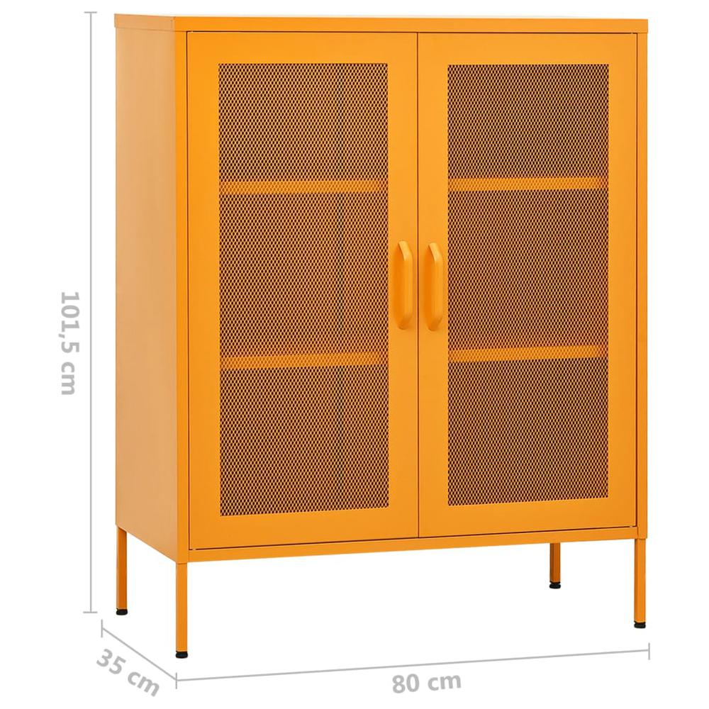 vidaXL Storage Cabinet Mustard Yellow 31.5"x13.8"x40" Steel, 336173. Picture 9