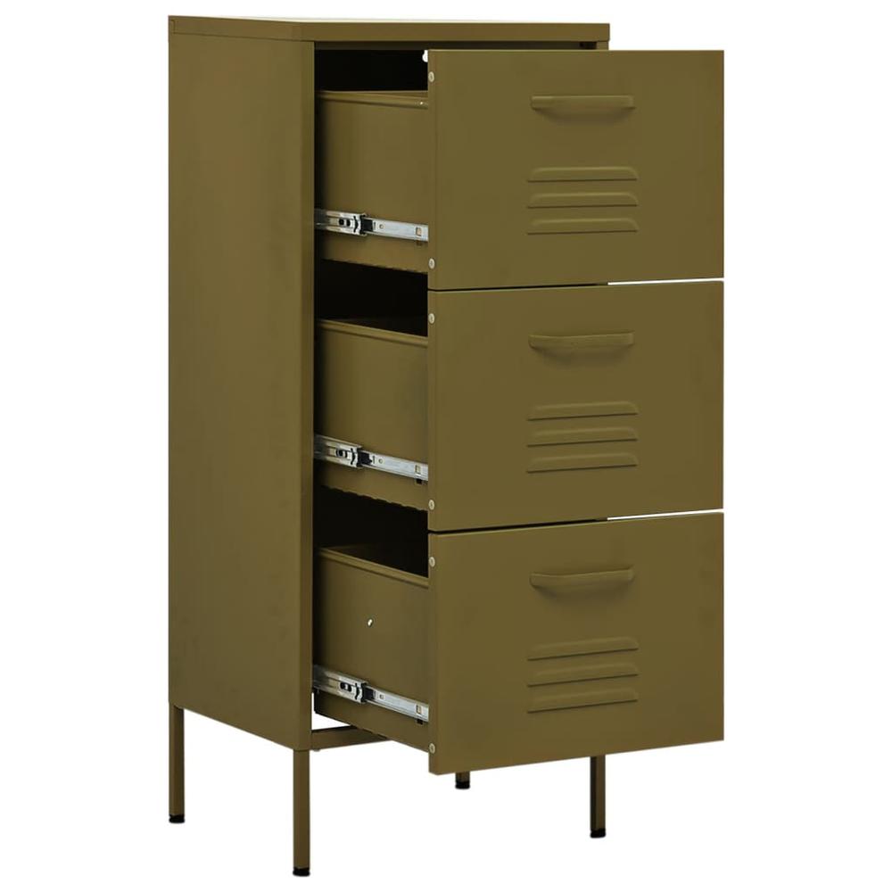 vidaXL Storage Cabinet Olive Green 16.7"x13.8"x40" Steel, 336180. Picture 6