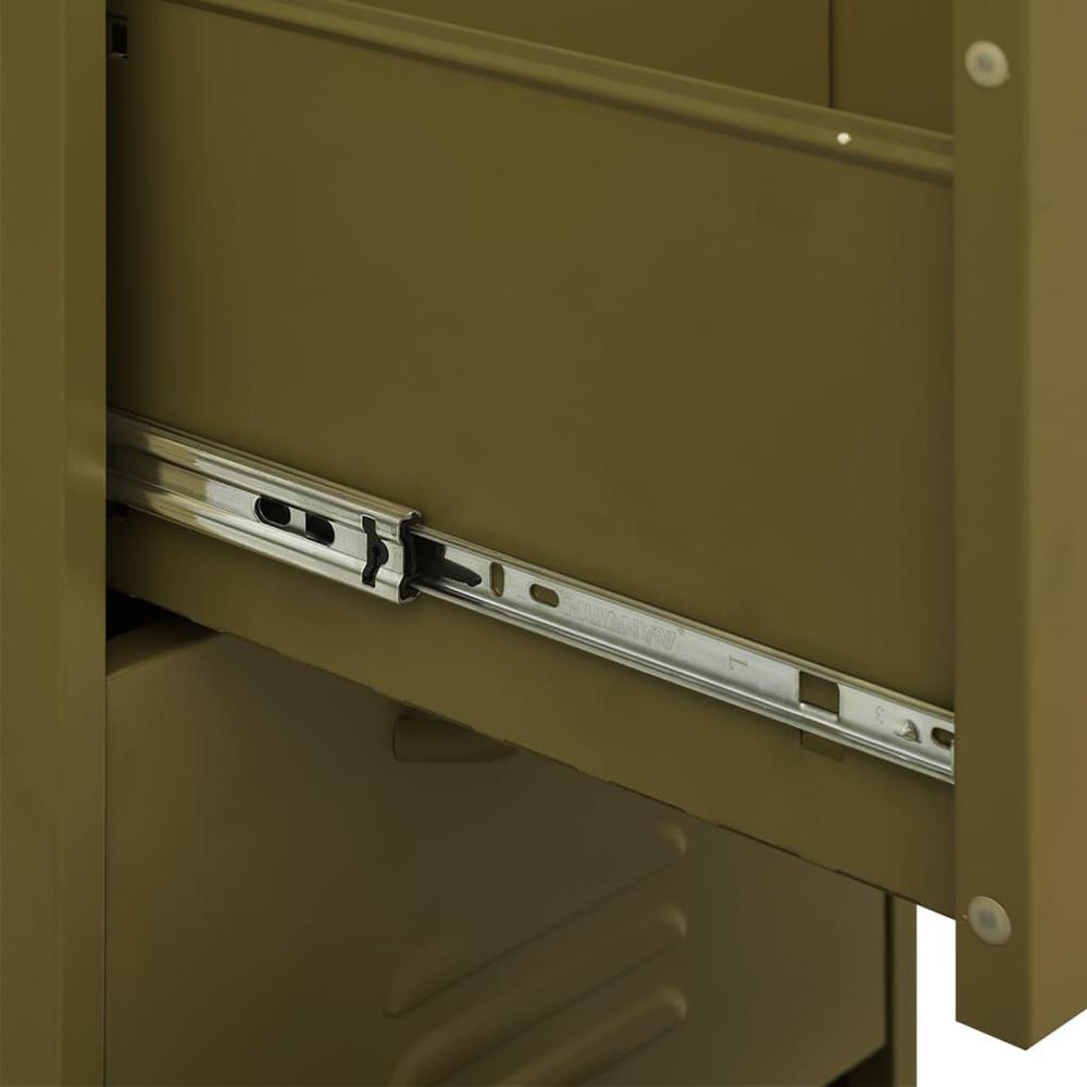 vidaXL Storage Cabinet Olive Green 16.7"x13.8"x40" Steel, 336180. Picture 9