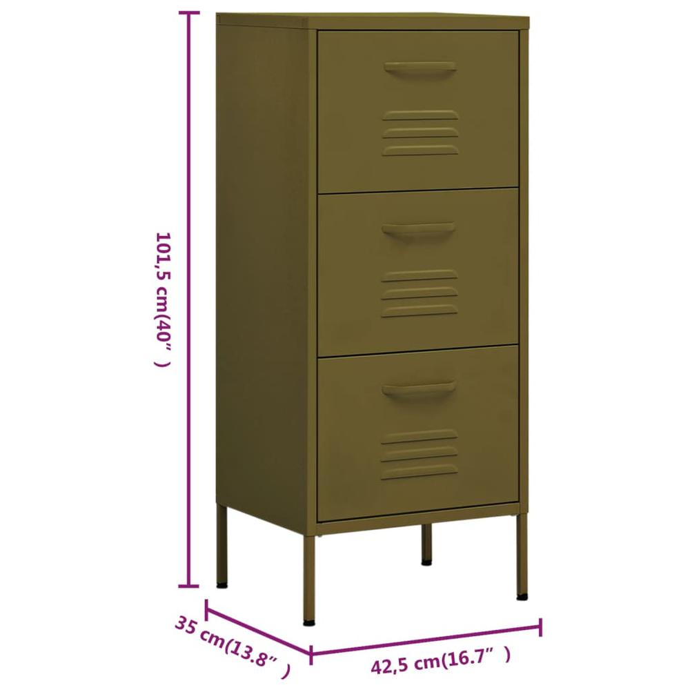 vidaXL Storage Cabinet Olive Green 16.7"x13.8"x40" Steel, 336180. Picture 10