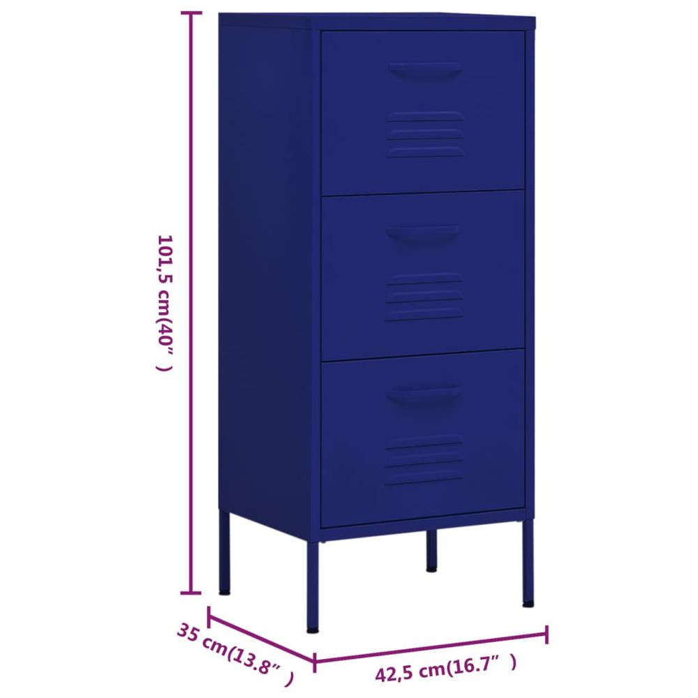 vidaXL Storage Cabinet Navy Blue 16.7"x13.8"x40" Steel, 336181. Picture 10