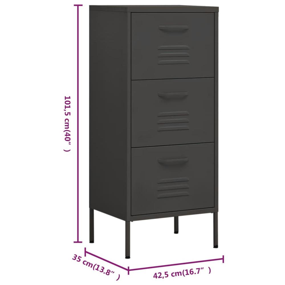 vidaXL Storage Cabinet Anthracite 16.7"x13.8"x40" Steel, 336186. Picture 10
