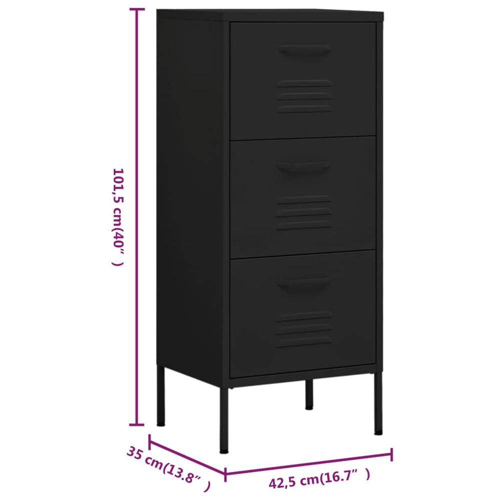 vidaXL Storage Cabinet Black 16.7"x13.8"x40" Steel, 336187. Picture 10