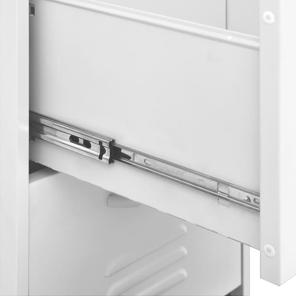 vidaXL Storage Cabinet White 16.7"x13.8"x40" Steel, 336188. Picture 9