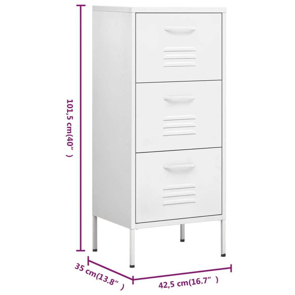 vidaXL Storage Cabinet White 16.7"x13.8"x40" Steel, 336188. Picture 10