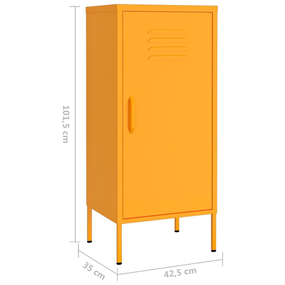 vidaXL Storage Cabinet Mustard Yellow 16.7"x13.8"x40" Steel, 336191. Picture 8