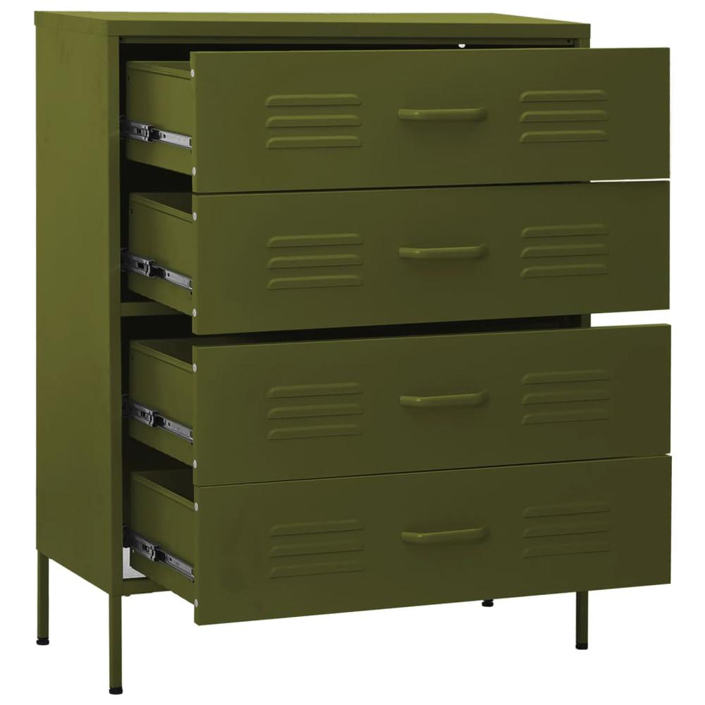 vidaXL Chest of Drawers Olive Green 31.5"x13.8"x40" Steel. Picture 6