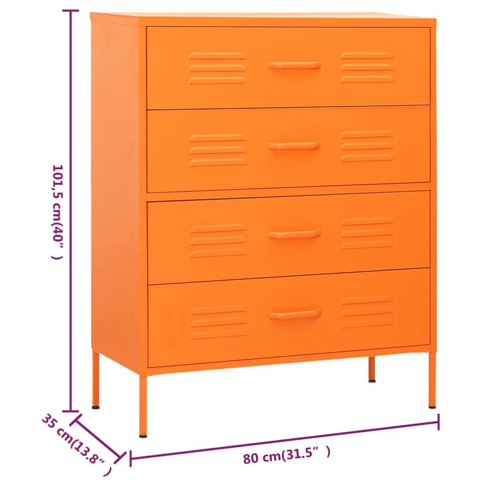 vidaXL Chest of Drawers Orange 31.5"x13.8"x40" Steel. Picture 10