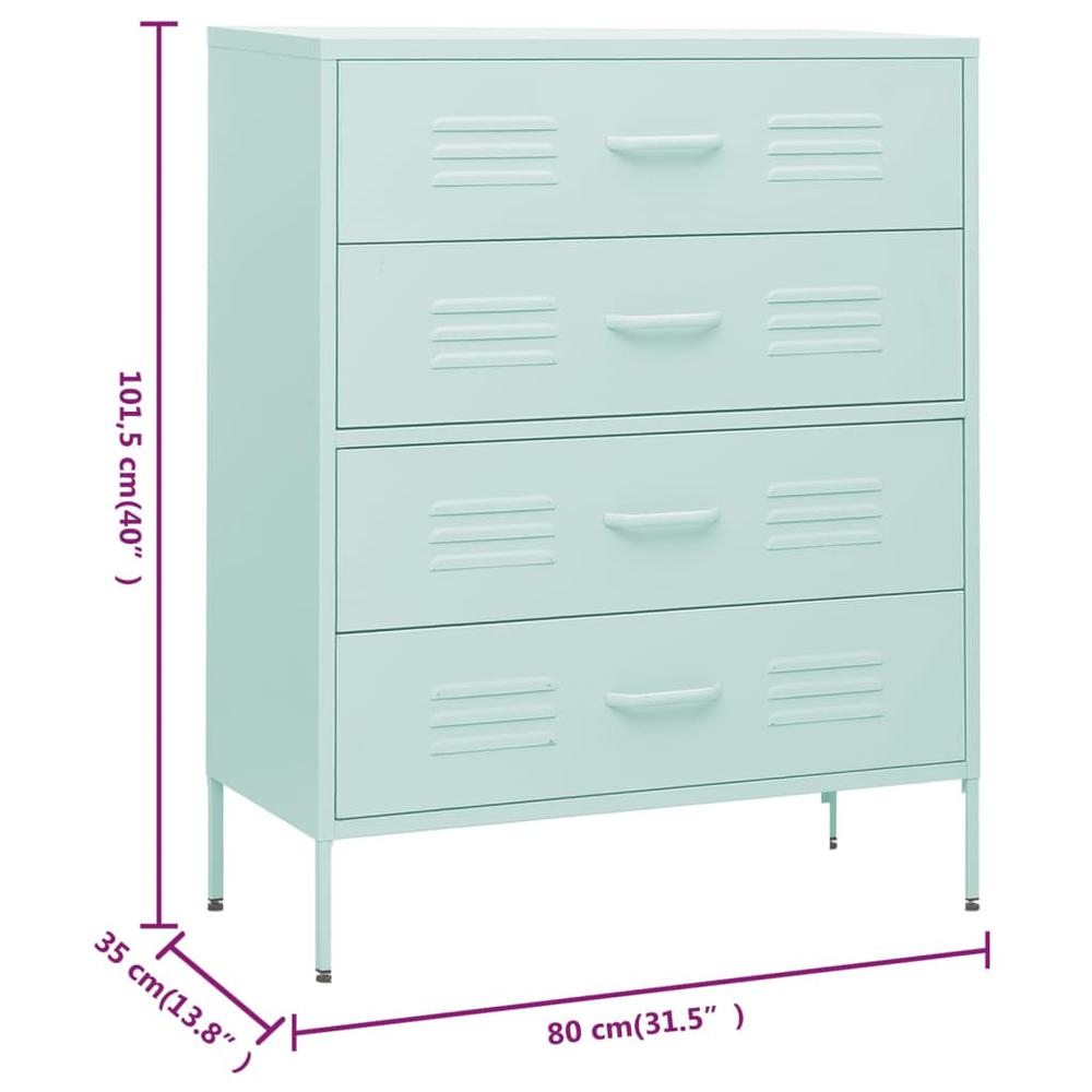 vidaXL Chest of Drawers Mint 31.5"x13.8"x40" Steel. Picture 10