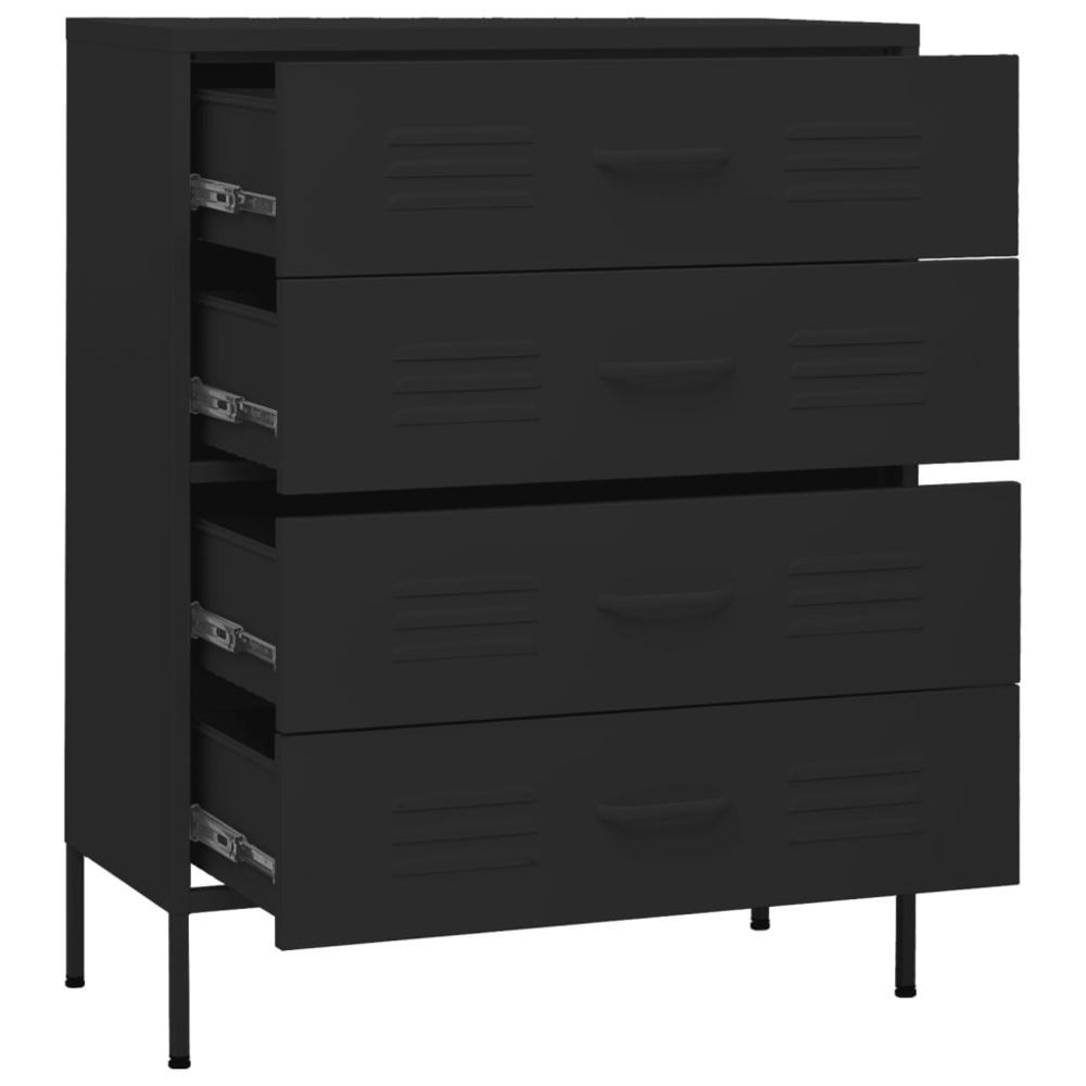 vidaXL Chest of Drawers Black 31.5"x13.8"x40" Steel. Picture 6