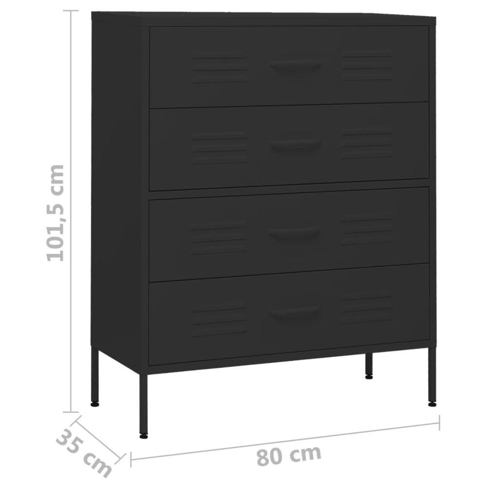 vidaXL Chest of Drawers Black 31.5"x13.8"x40" Steel. Picture 10
