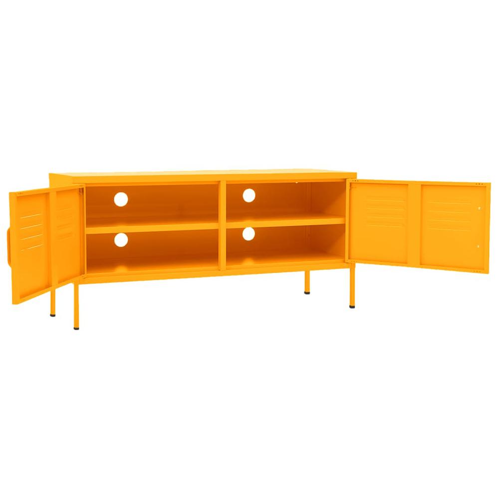 TV Stand Mustard Yellow 41.3"x13.8"x19.7" Steel. Picture 5