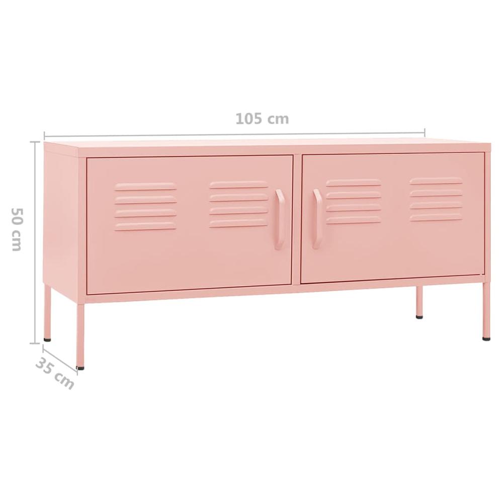 vidaXL TV Cabinet Pink 41.3"x13.8"x19.7" Steel. Picture 10
