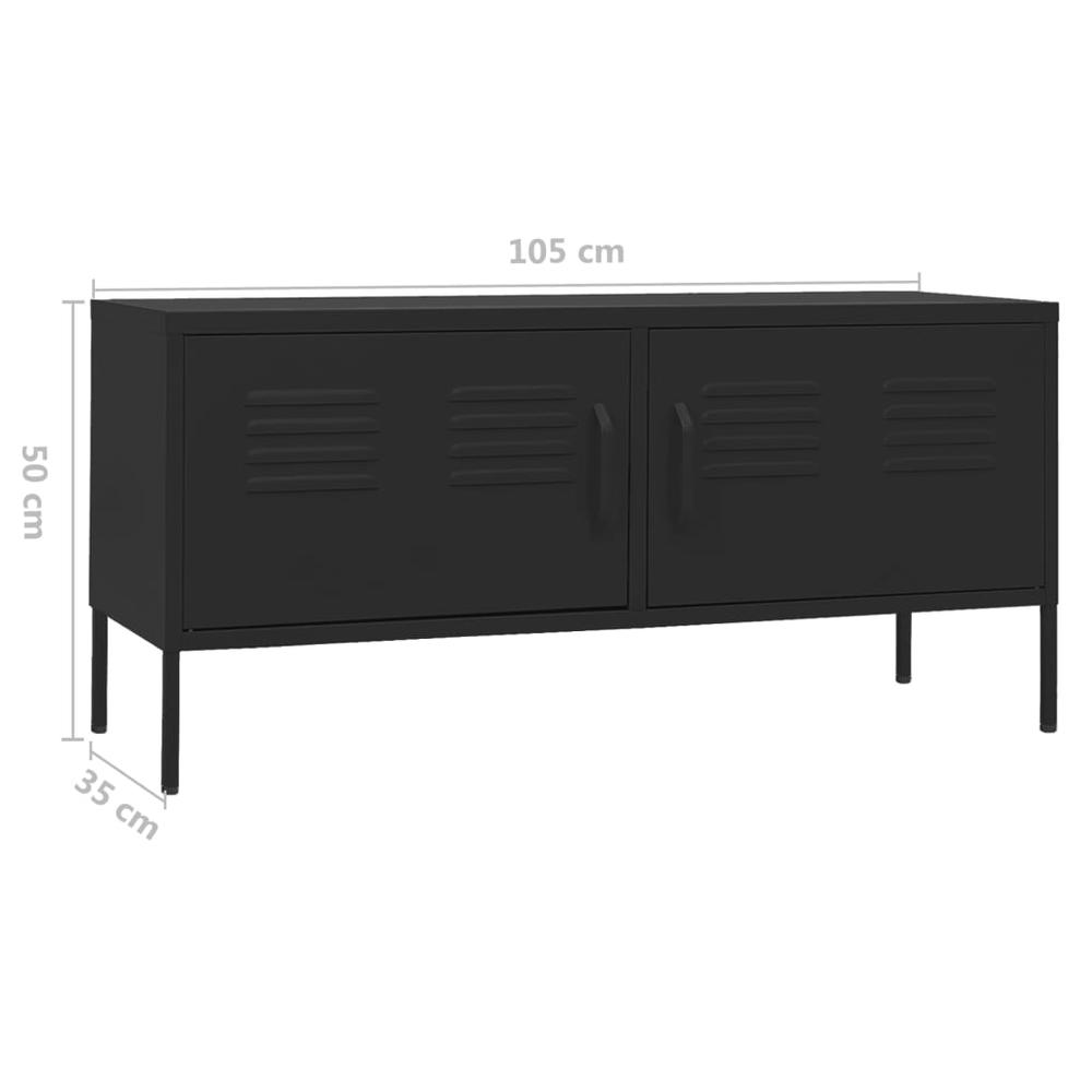 vidaXL TV Cabinet Black 41.3"x13.8"x19.7" Steel, 336232. Picture 9