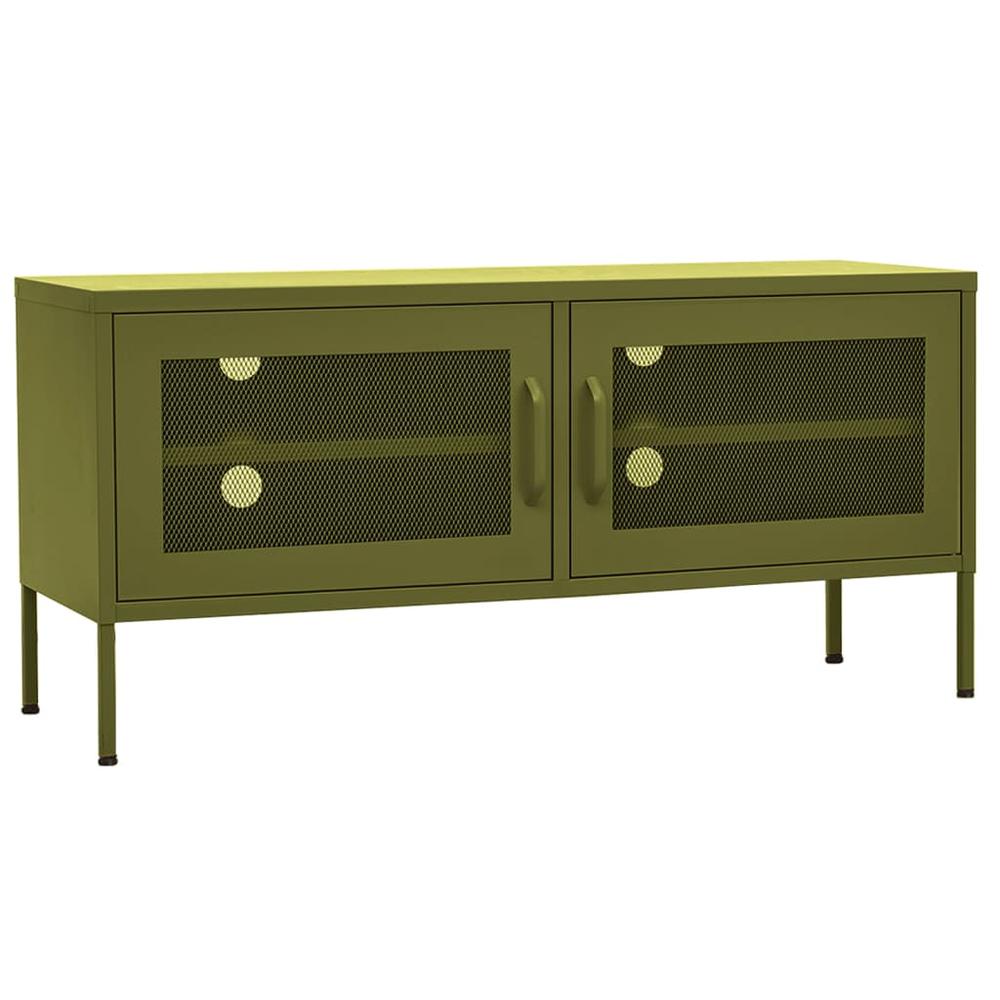 TV Stand Olive Green 41.3"x13.8"x19.7" Steel. Picture 1