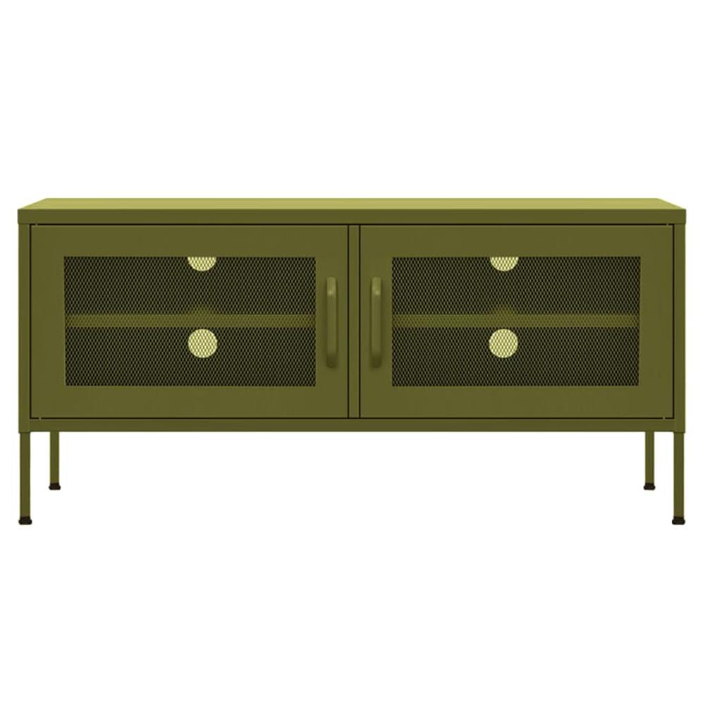 TV Stand Olive Green 41.3"x13.8"x19.7" Steel. Picture 2