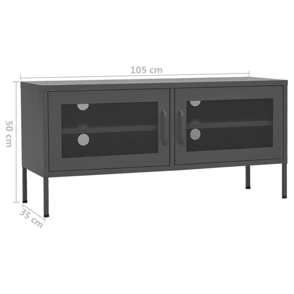vidaXL TV Cabinet Anthracite 41.3"x13.8"x19.7" Steel, 336240. Picture 9