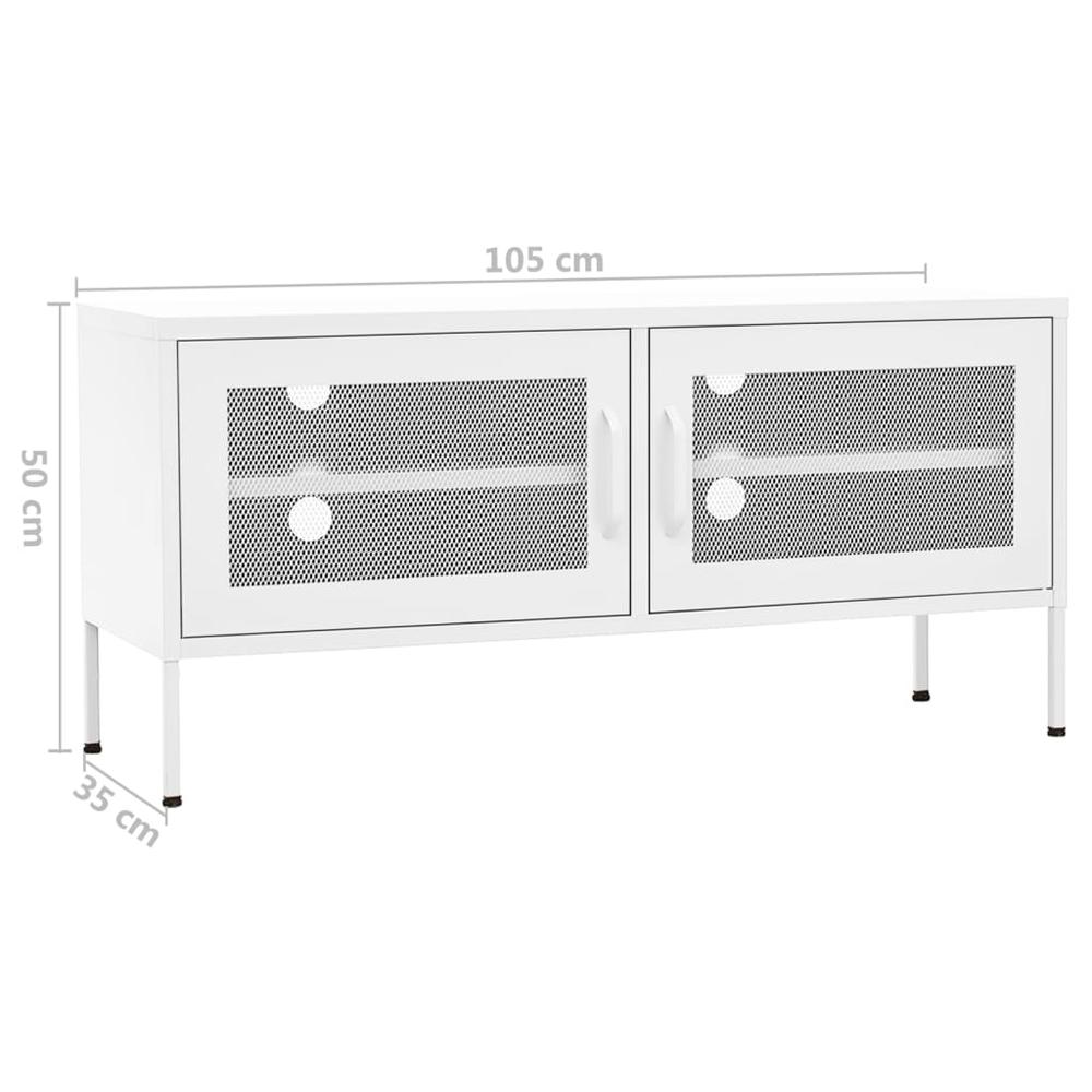 vidaXL TV Cabinet White 41.3"x13.8"x19.7" Steel, 336242. Picture 9