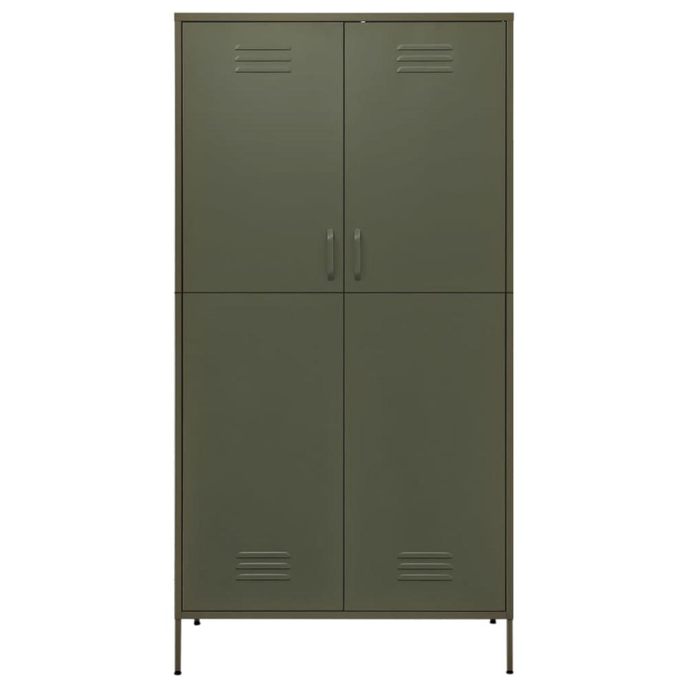 Wardrobe Olive Green 35.4"x19.7"x70.9" Steel. Picture 2