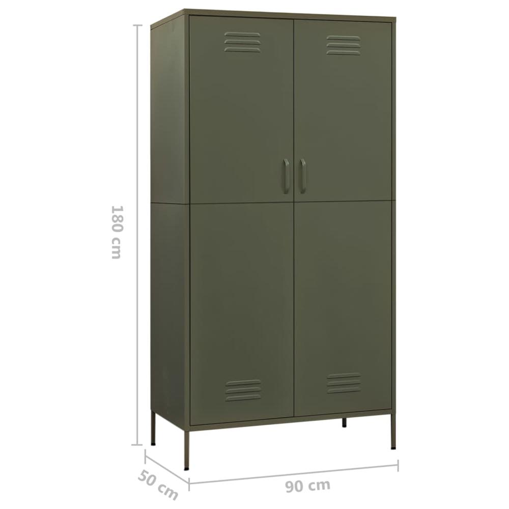 Wardrobe Olive Green 35.4"x19.7"x70.9" Steel. Picture 9