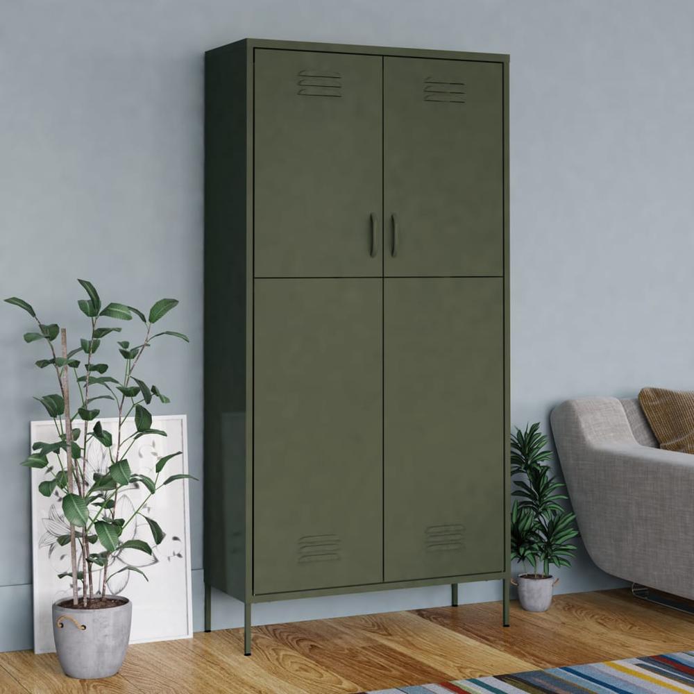 Wardrobe Olive Green 35.4"x19.7"x70.9" Steel. Picture 11