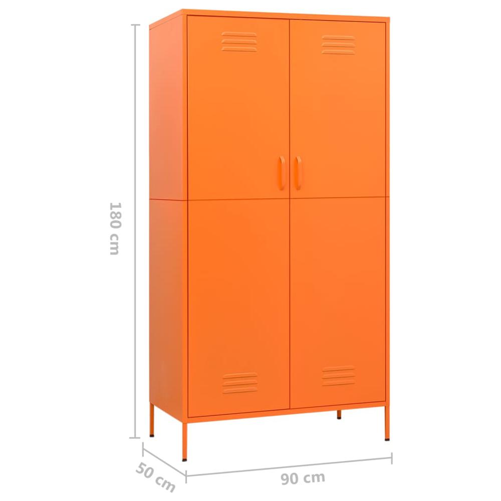 vidaXL Wardrobe Orange 35.4"x19.7"x70.9" Steel. Picture 10