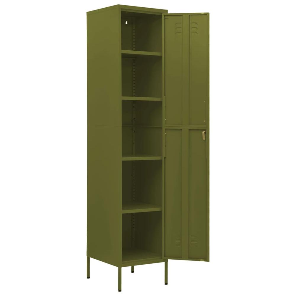 vidaXL Locker Cabinet Olive Green 13.8"x18.1"x70.9" Steel. Picture 6