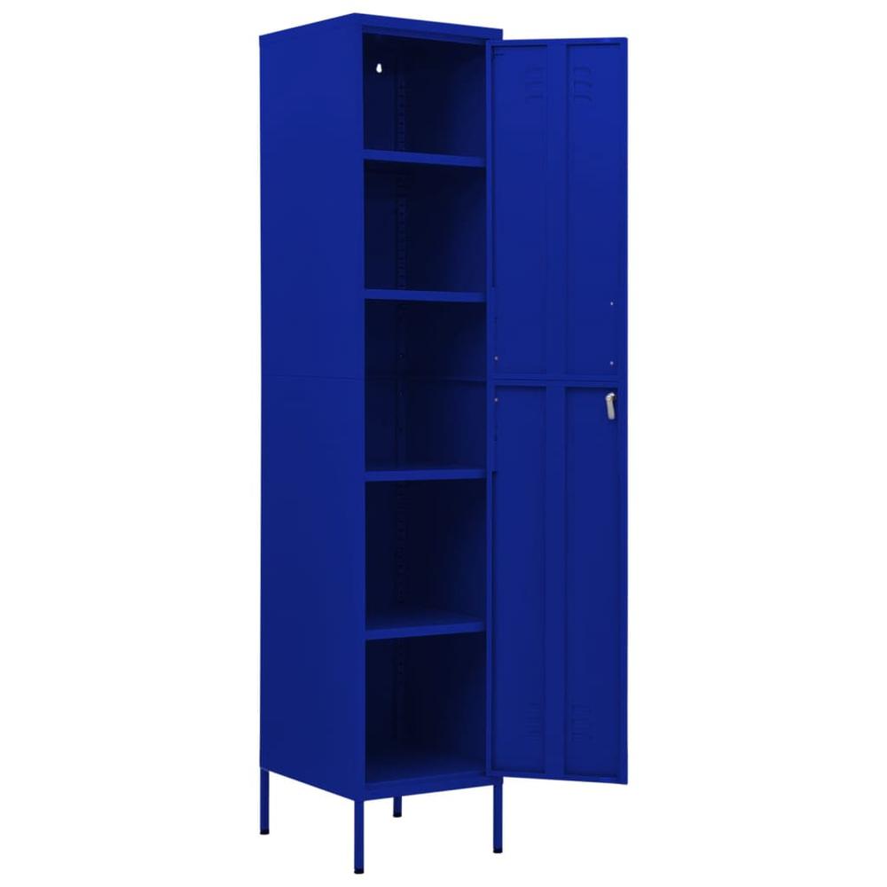 vidaXL Locker Cabinet Navy Blue 13.8"x18.1"x70.9" Steel. Picture 6